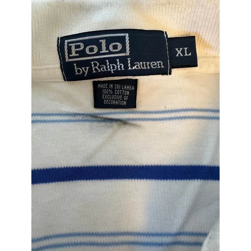 Polo Ralph Lauren Mens Striped‎ Short Sleeve Polo Shirt Blue White XL